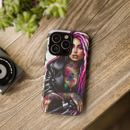 Neon Rebel – Vibrant Biker Queen Mobile Cover
