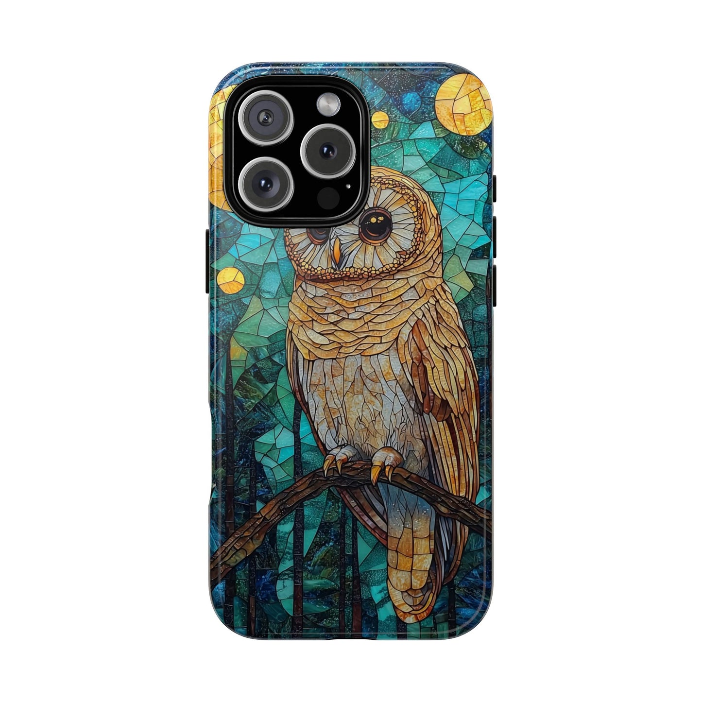 Nocturnal Wisdom – Stained Glass Owl Phone Case for iPhone, Samsung & Pixel