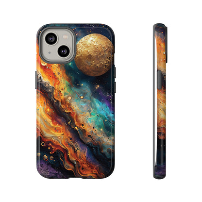 Cosmic Abstract Artwork With Dynamic Swirling Fluid Patterns phone case design.