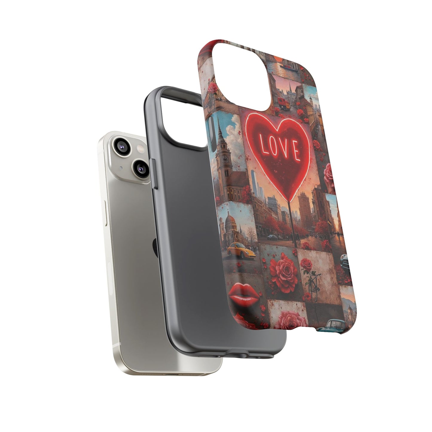 Neon Love Heart & Rose Phone Case