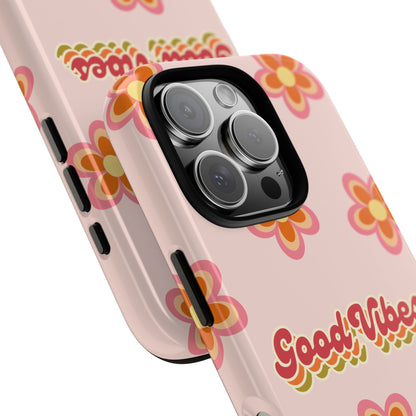 Retro Floral "Good Vibes" Phone Case – Vintage Aesthetic for iPhone, Samsung & Google Pixel