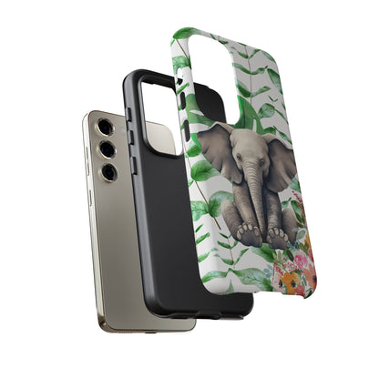 Cute Baby Elephant Mobile Cover – Floral & Tropical Aesthetic