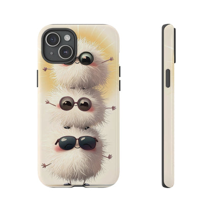 Stacked Fluff Squad Phone Case – Kawaii Anime Creatures with Sunglasses, iPhone, Samsung & Google Pixel Case