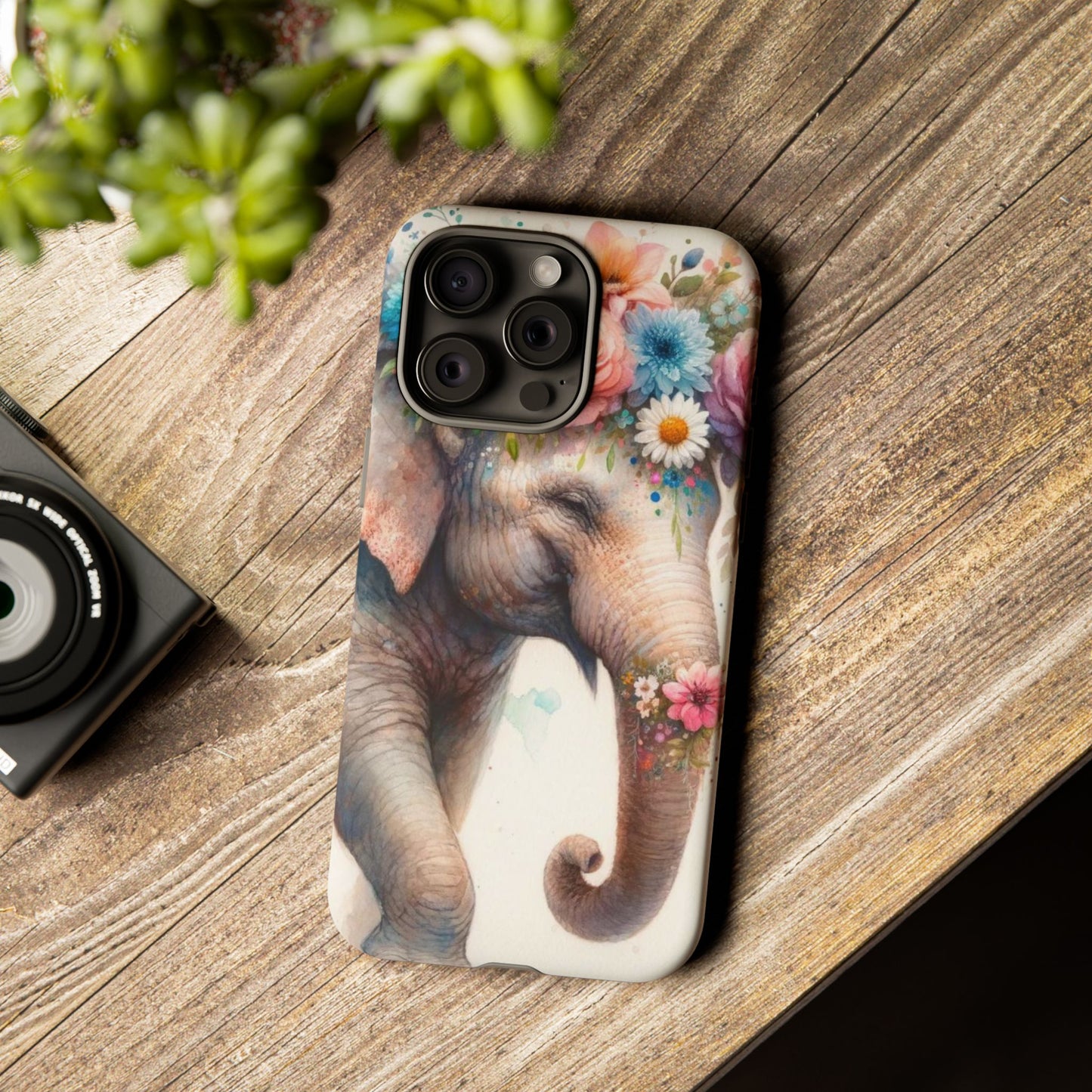 Joyful Floral Elephant Mobile Cover – Whimsical Watercolor Art