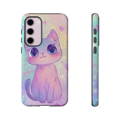 Cosmic Cat Phone Case – Sparkly Anime Aesthetic for iPhone, Google Pixel & Samsung