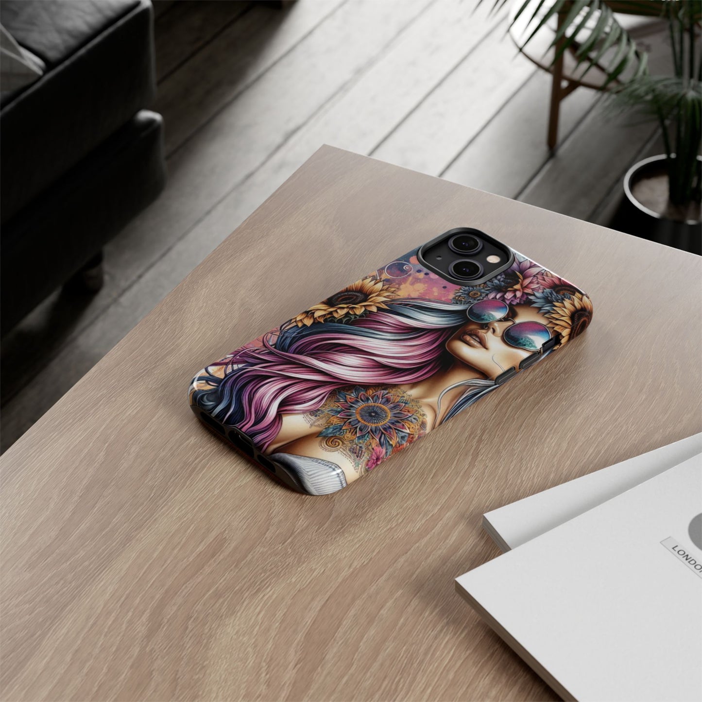 Bohemian Sunflower Queen – Retro Floral Fantasy Mobile Cover