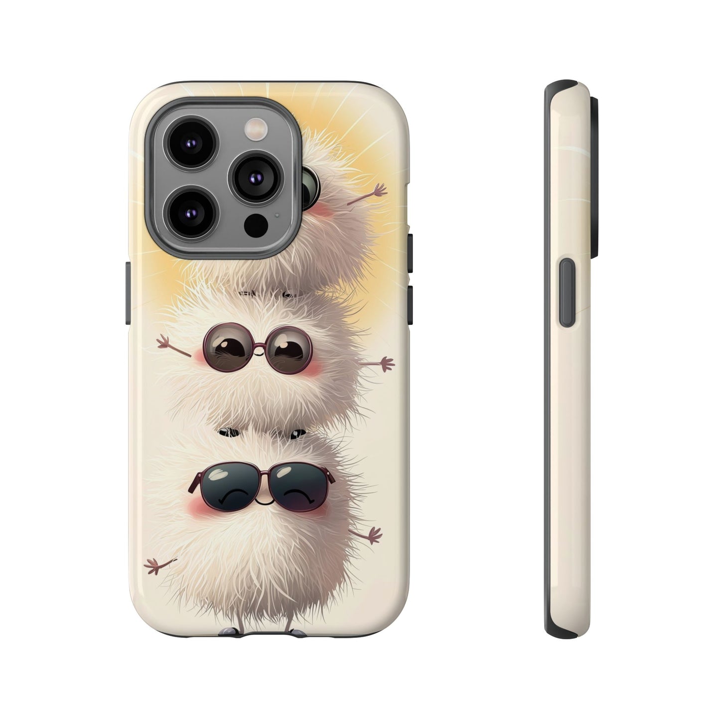 Stacked Fluff Squad Phone Case – Kawaii Anime Creatures with Sunglasses, iPhone, Samsung & Google Pixel Case