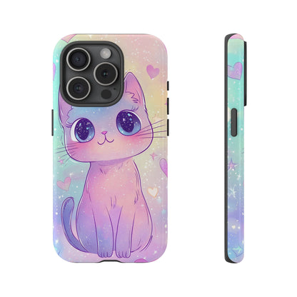 Cosmic Cat Phone Case – Sparkly Anime Aesthetic for iPhone, Google Pixel & Samsung