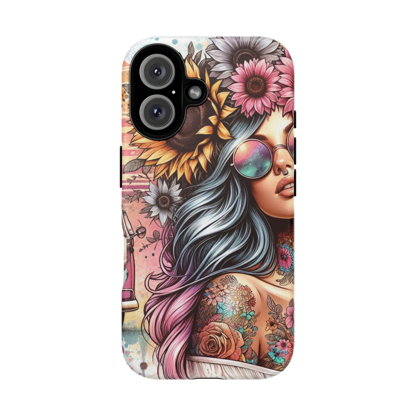 Retro Boho Wanderer – Sunflower Hippie Van Mobile Cover