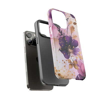 Luxury Purple & Gold Floral Aesthetic Mobile Case