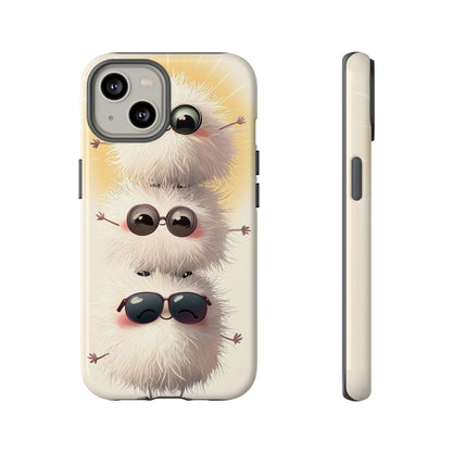 Stacked Fluff Squad Phone Case – Kawaii Anime Creatures with Sunglasses, iPhone, Samsung & Google Pixel Case