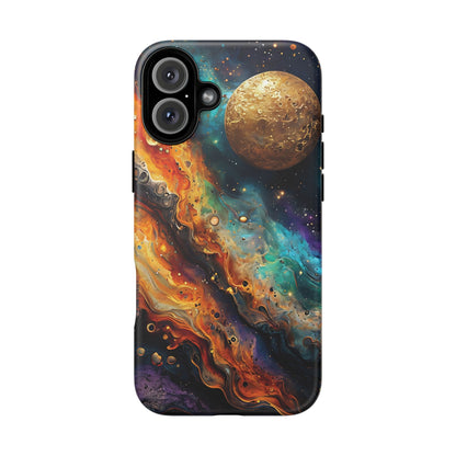 Cosmic Abstract Artwork With Dynamic Swirling Fluid Patterns phone case design.