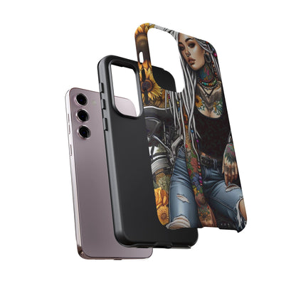 Sunflower Biker Queen – Bohemian Tattooed Rebel Mobile Cover