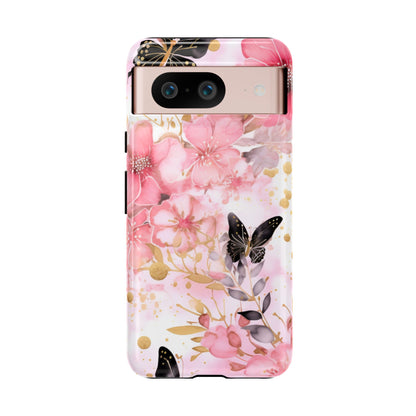 Pink Blossom & Gold Butterfly Mobile Case