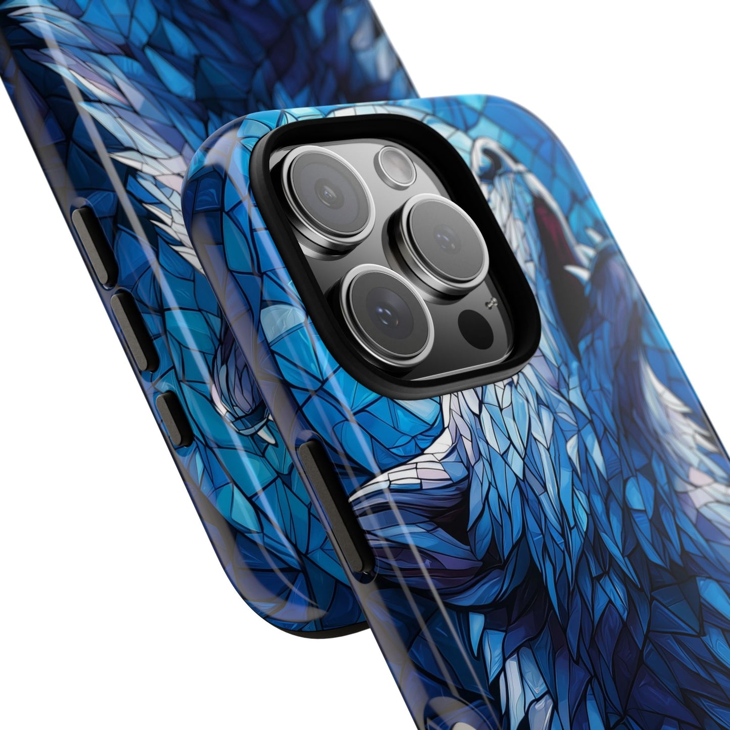 Mystic Moon Wolf – Stained Glass Mosaic Phone Case for iPhone, Samsung & Pixel