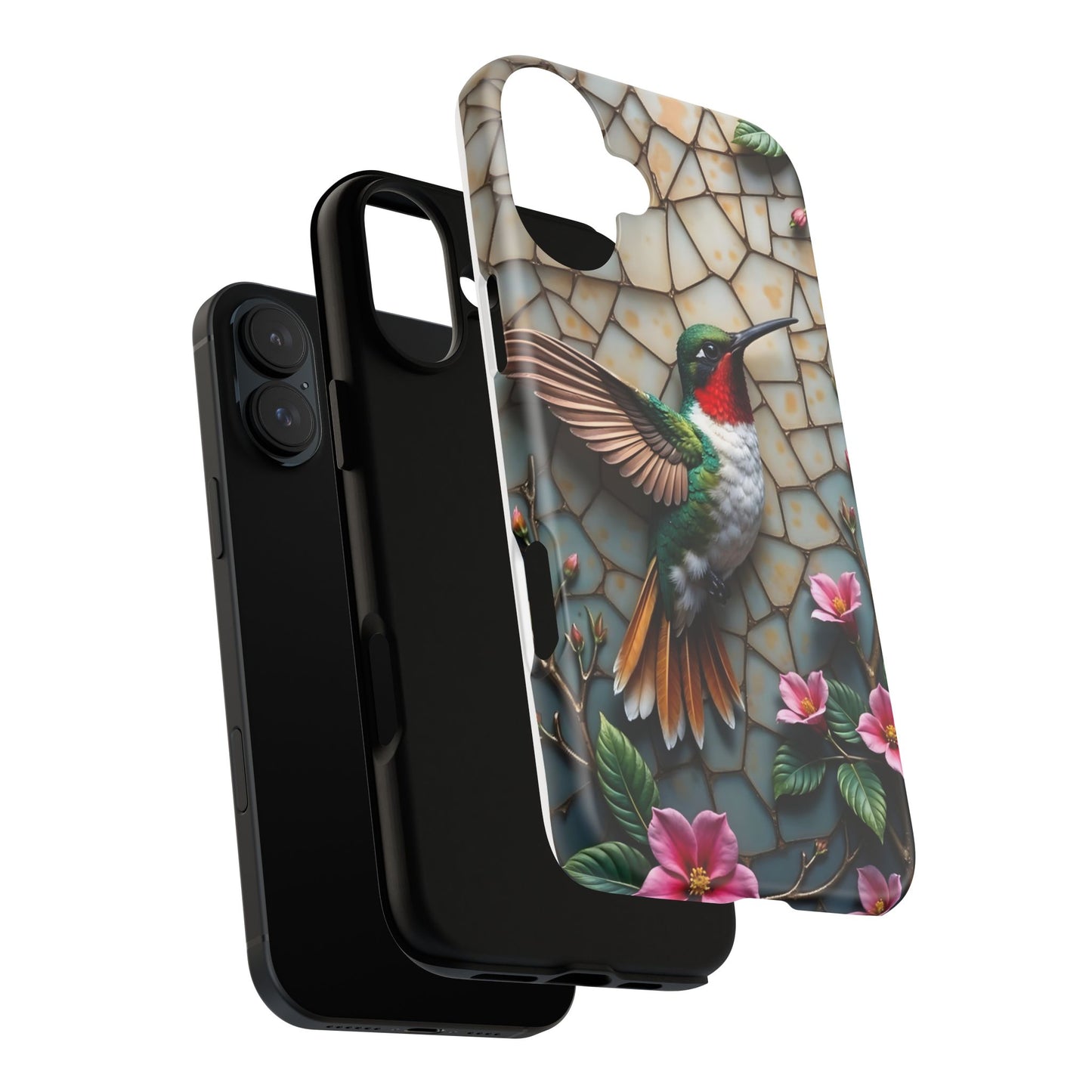 Vivid Hummingbird with Blossoming Branches | Artistic Mosaic Style