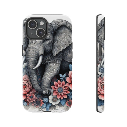 Mandala Elephant Mobile Cover – Elegant Black & White Floral Art
