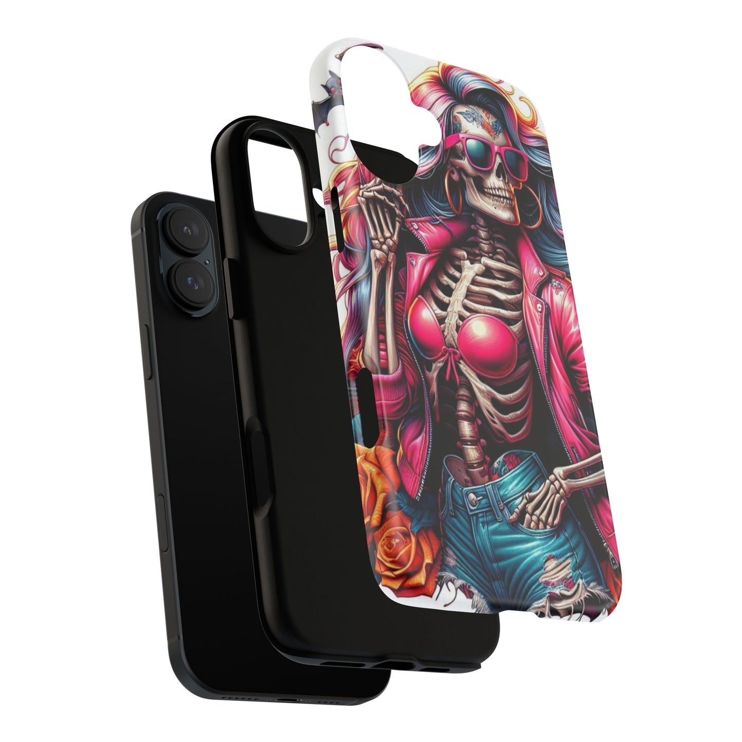 Neon Bones – Retro Skeleton & Vibrant Punk Aesthetic Mobile Cover