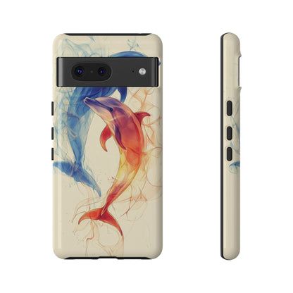 Elemental Dolphins: Fire & Water Fusion Phone Case for iPhone, Samsung & Pixel