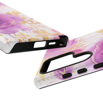 Elegant Purple-Gold Watercolor Rose Mobile Case