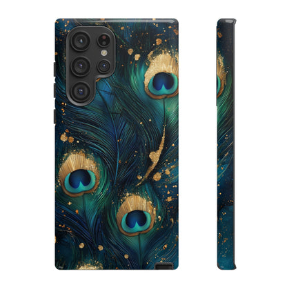 Elegant Peacock Feather Luxe Phone Case for iPhone, Samsung & Google Pixel