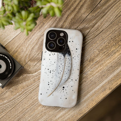 Elegant Owl Feather Phone Case – Black & White for iPhone, Samsung & Google Pixel