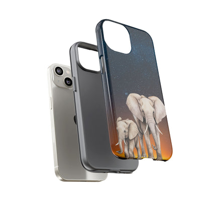 Starry Safari Elephant Family Mobile Cover – Cosmic Wildlife Aesthetic