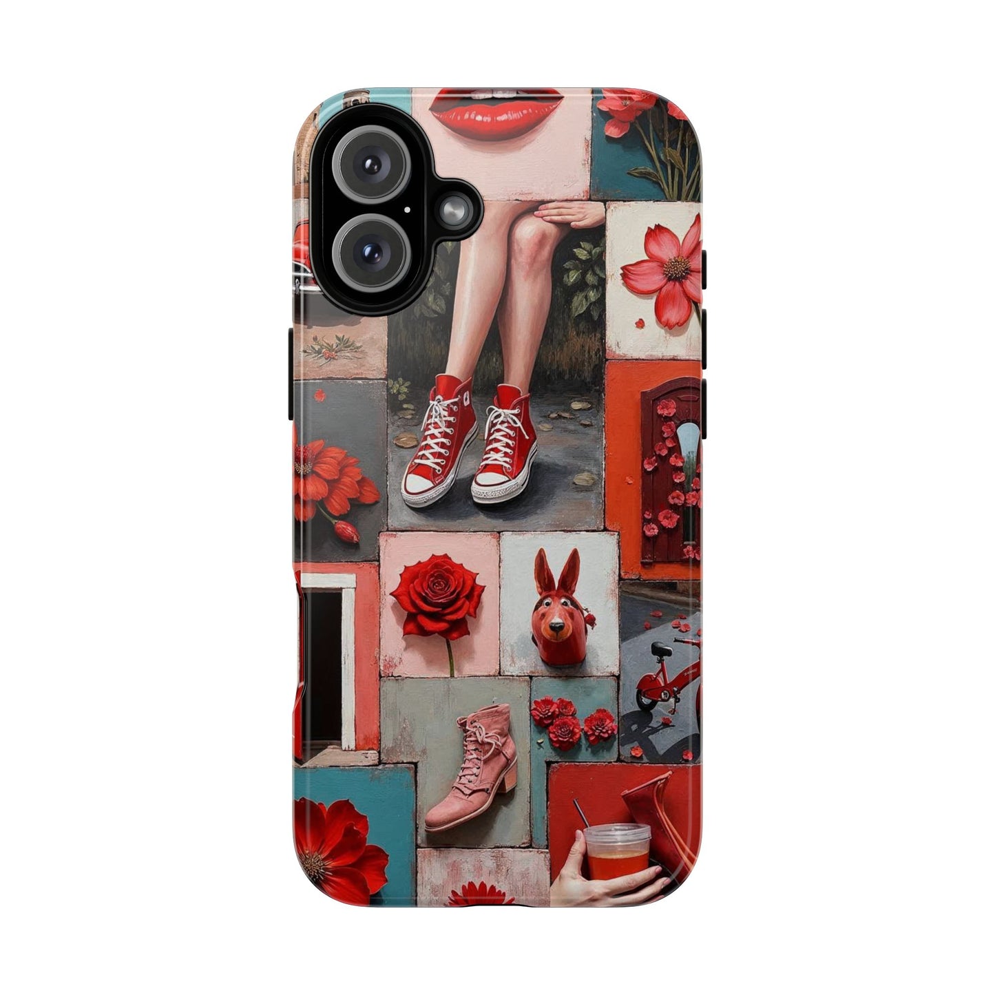 Red Sneakers & Roses Collage Phone Case