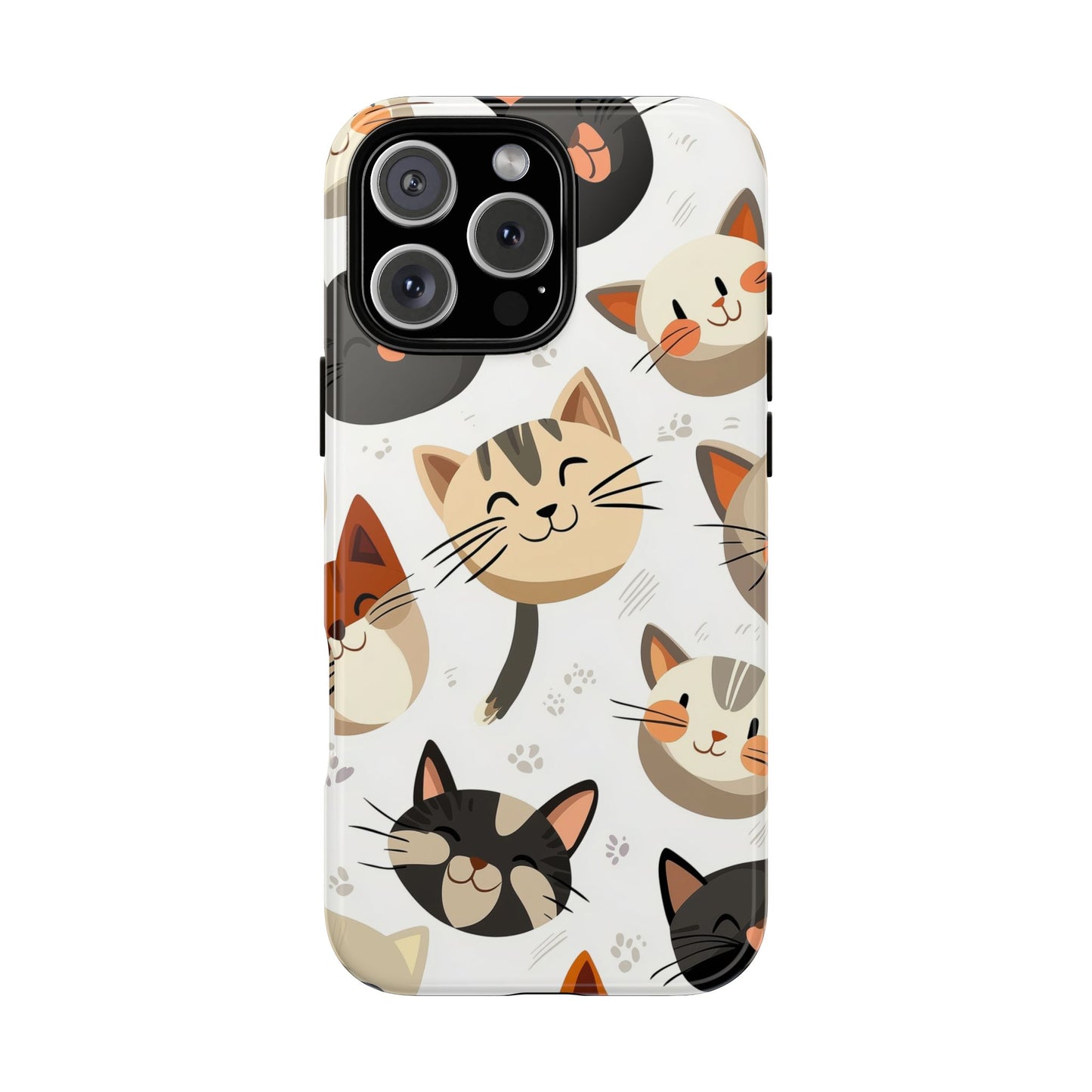 Cute Cat Faces Phone Case – Kawaii Anime Style for iPhone, Samsung & Google Pixel, Fun and Playful Cat Design