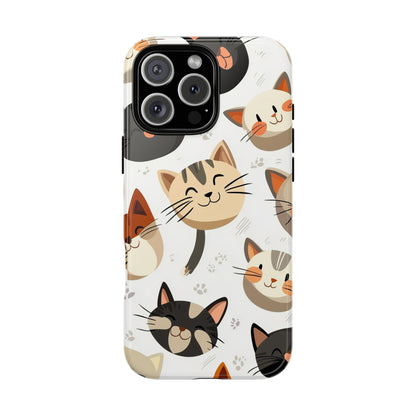 Cute Cat Faces Phone Case – Kawaii Anime Style for iPhone, Samsung & Google Pixel, Fun and Playful Cat Design