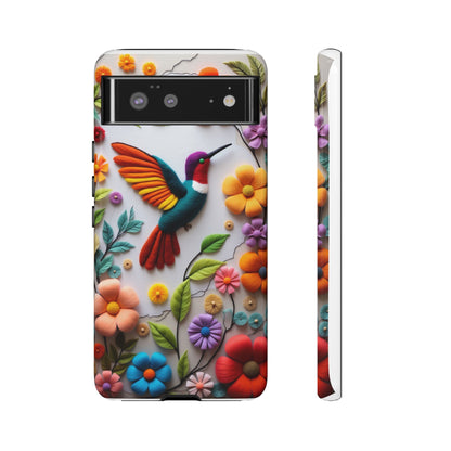 Embroidered Hummingbird with Floral Design | Nature's Elegant Stitch