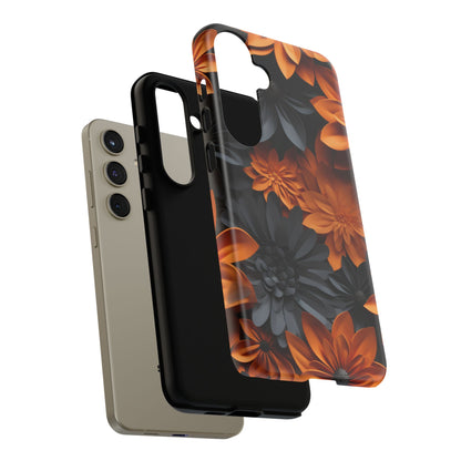 Orange & Black 3D Floral Mobile Case