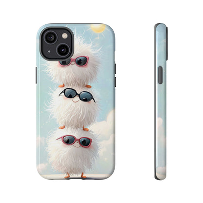 Fluffy Anime Phone Case – Cute Kawaii Fuzzy Creatures, Aesthetic Pastel Art, Soft Cloudy Background, iPhone, Samsung & Google Pixel Case