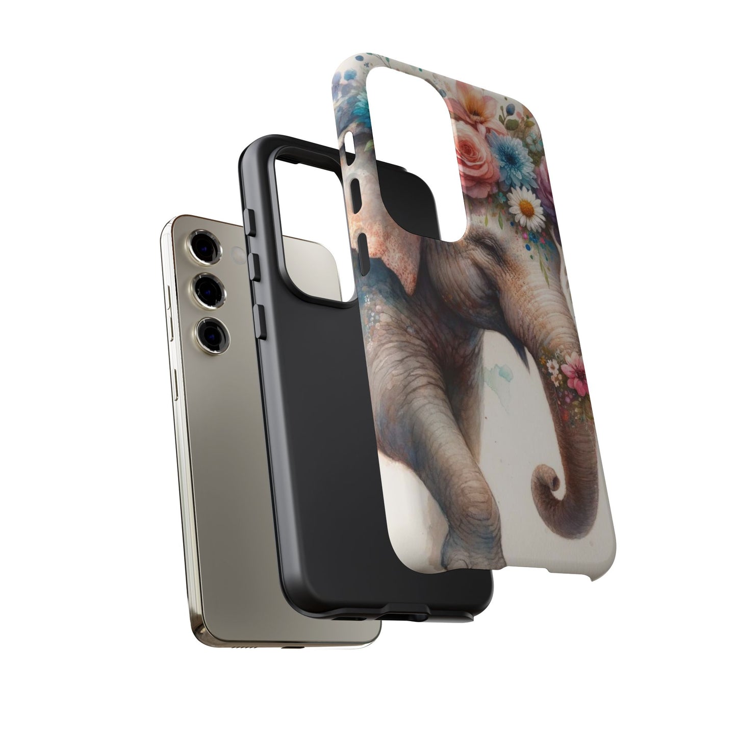 Joyful Floral Elephant Mobile Cover – Whimsical Watercolor Art