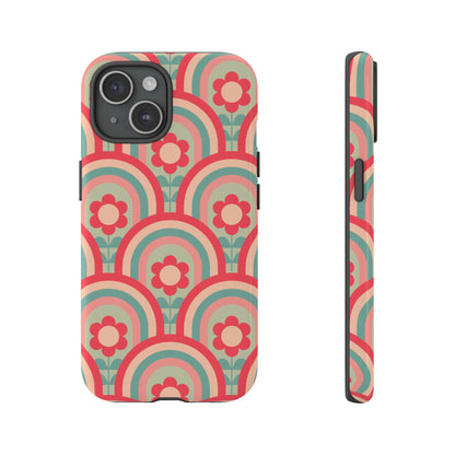 Retro Floral Rainbow Phone Case – Vintage Aesthetic for iPhone, Samsung & Google Pixel