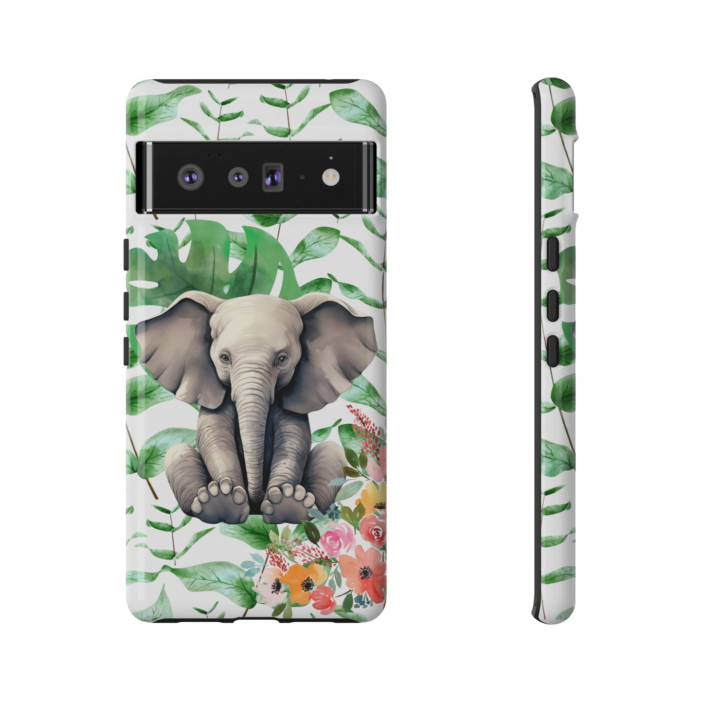 Cute Baby Elephant Mobile Cover – Floral & Tropical Aesthetic