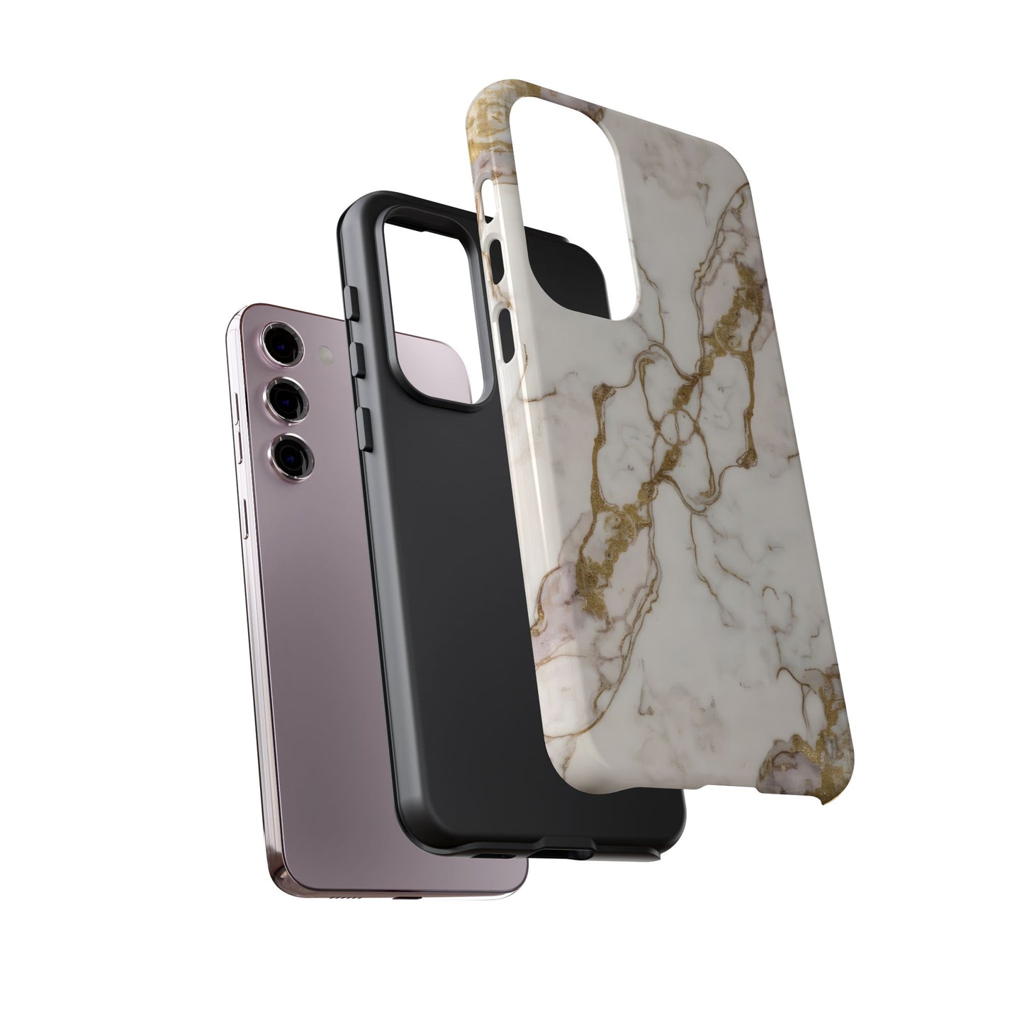 Elegant White and Gold Marble Case Design