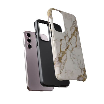 Elegant White and Gold Marble Case Design