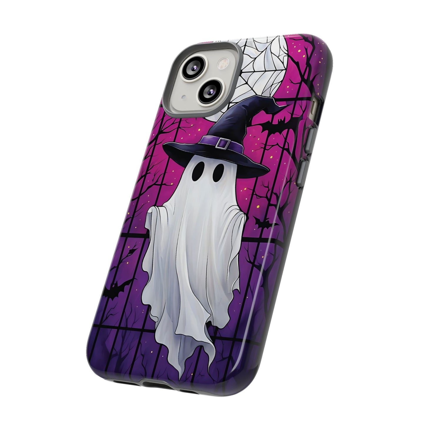 Stylized Halloween Illustration of a Ghost in Stained Glass  phone case design.