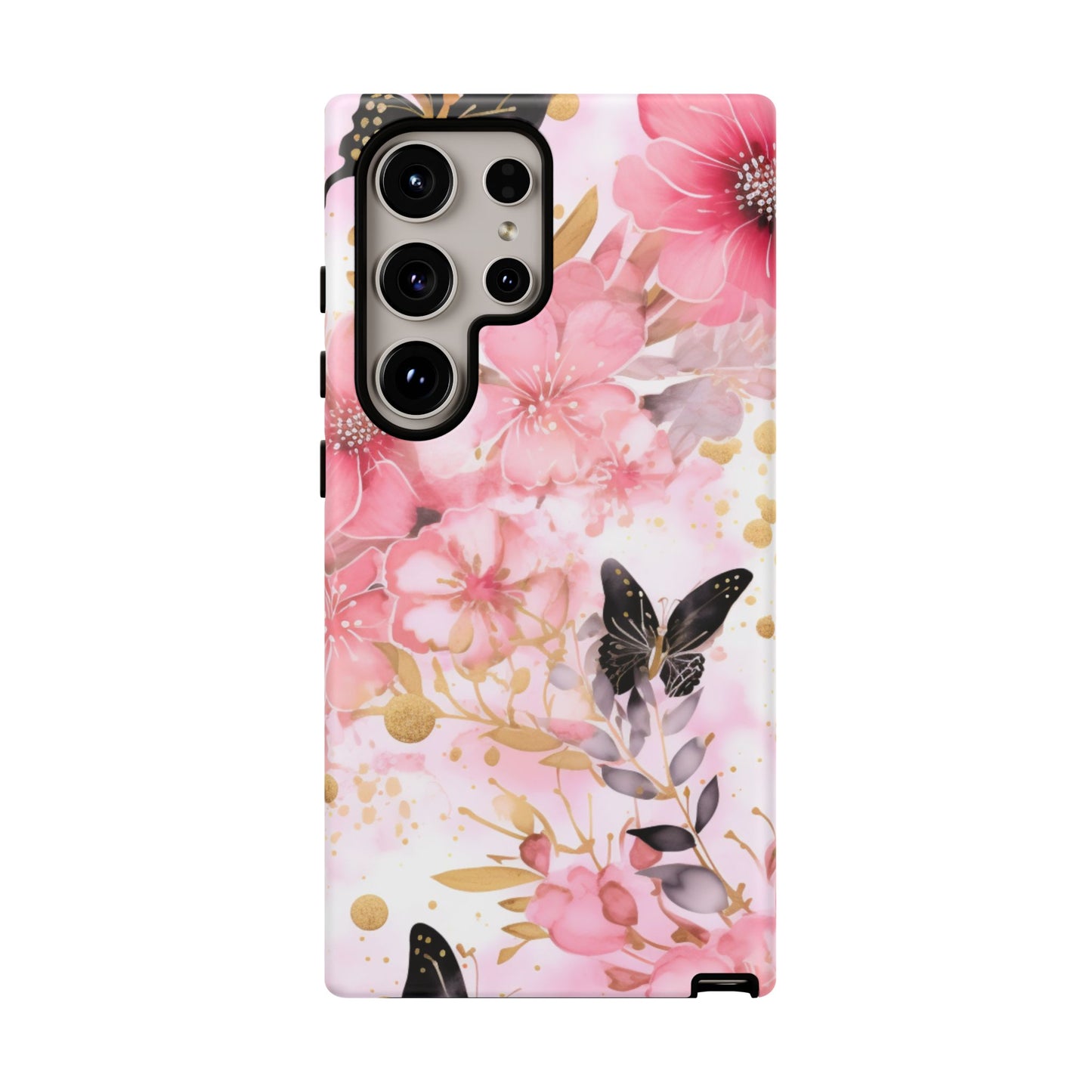 Pink Blossom & Gold Butterfly Mobile Case