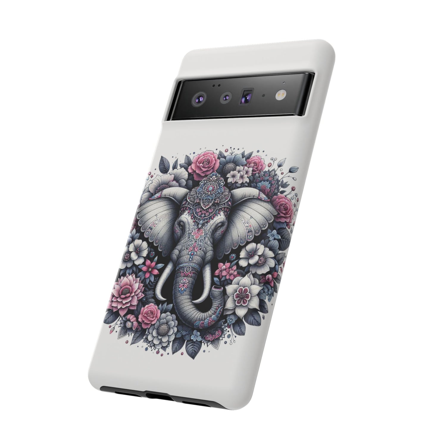 Ornate Floral Elephant Mobile Cover – Elegant Bohemian Art