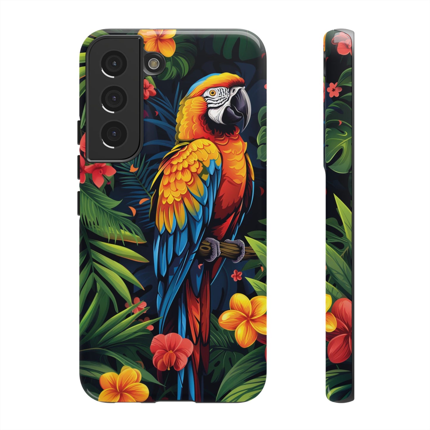 Floral Parrot Phone Case – Tropical Bird Design for iPhone, Samsung & Google Pixel