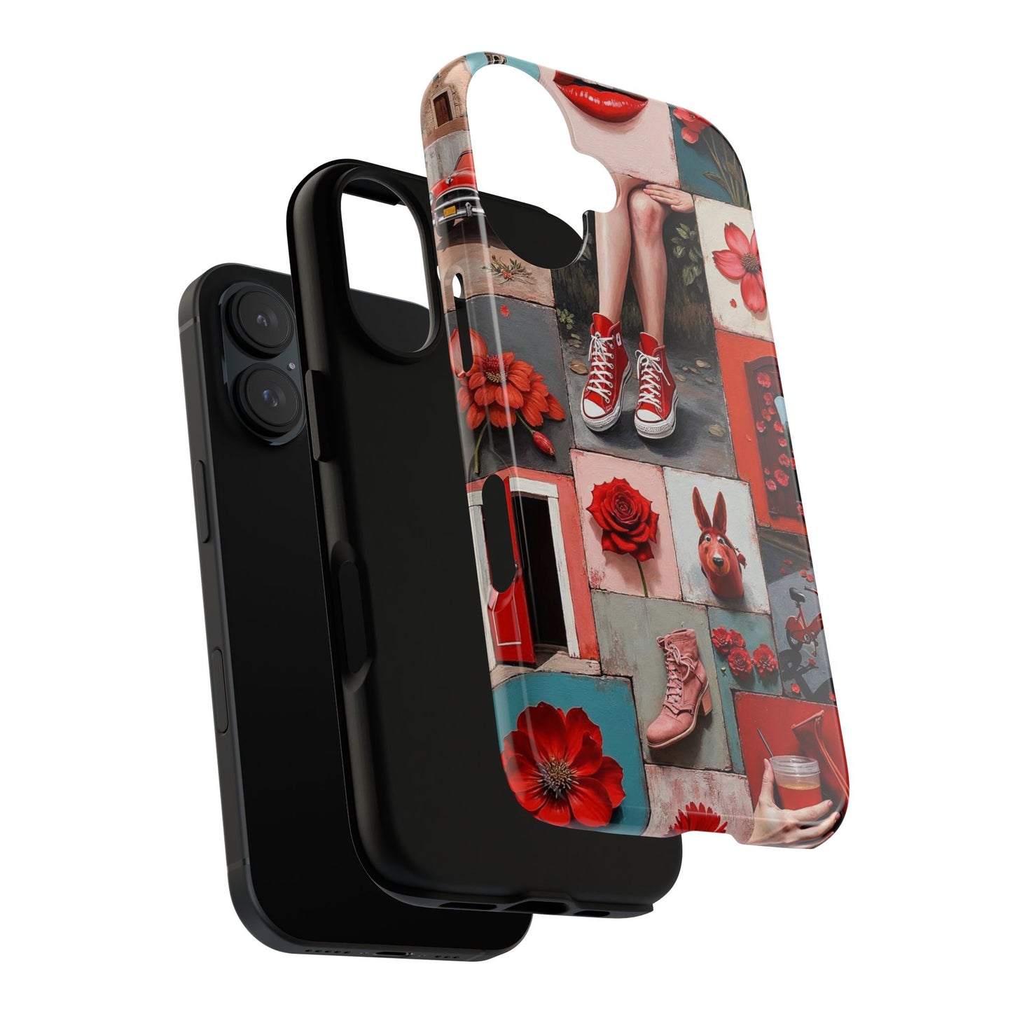 Red Sneakers & Roses Collage Phone Case