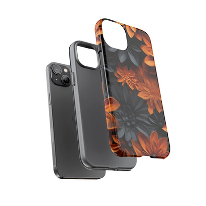 Orange & Black 3D Floral Mobile Case