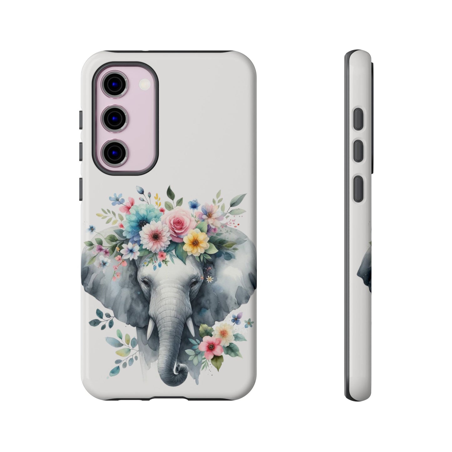 Floral Crown Elephant Mobile Cover – Elegant Watercolor Art