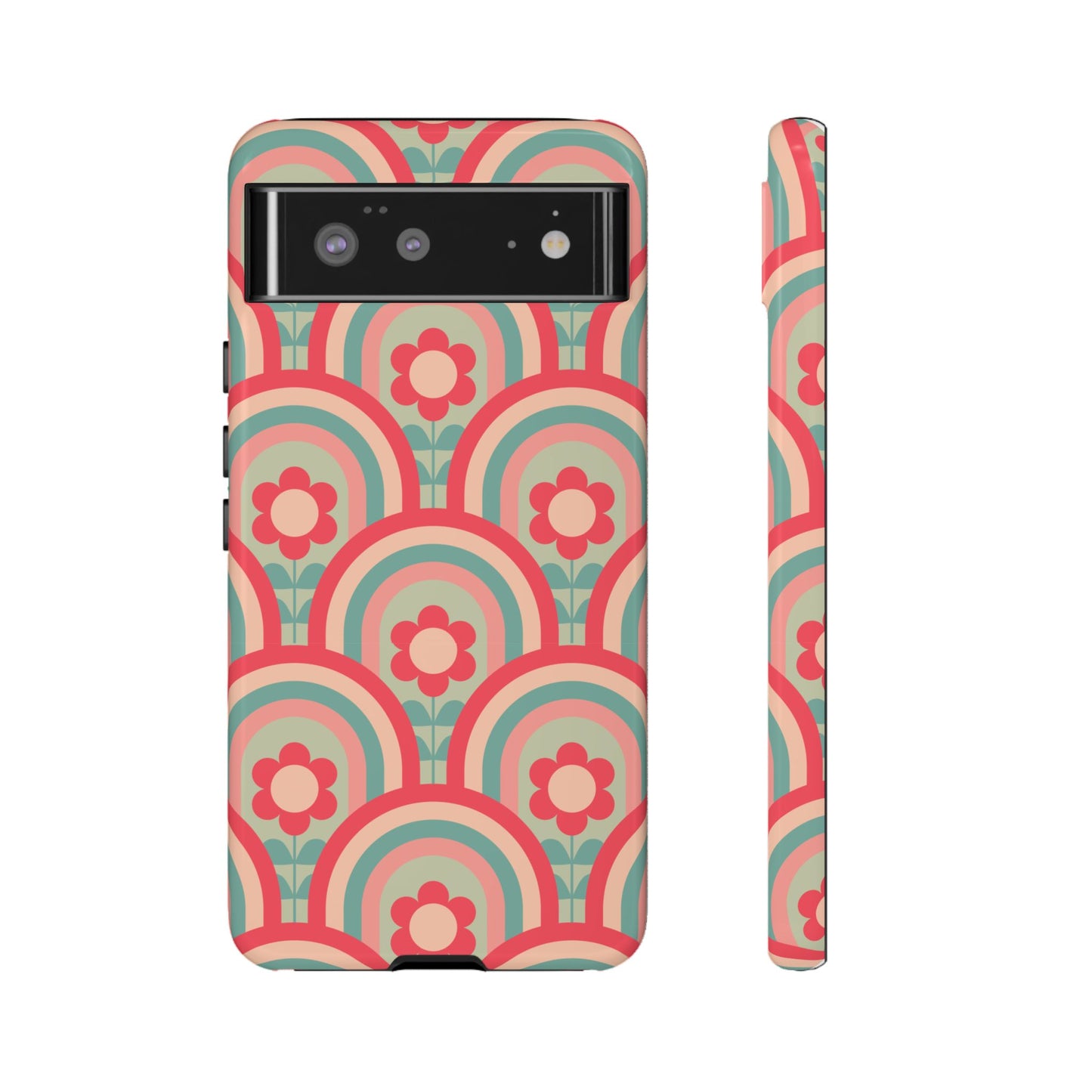 Retro Floral Rainbow Phone Case – Vintage Aesthetic for iPhone, Samsung & Google Pixel