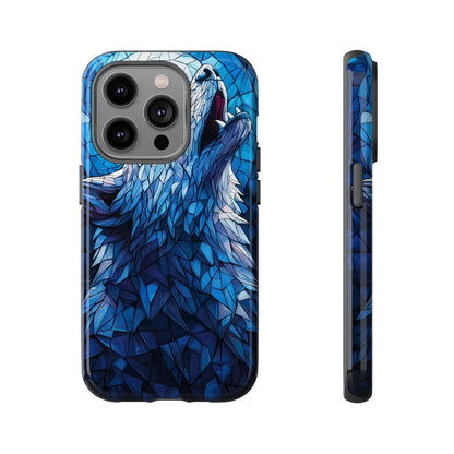 Mystic Moon Wolf – Stained Glass Mosaic Phone Case for iPhone, Samsung & Pixel