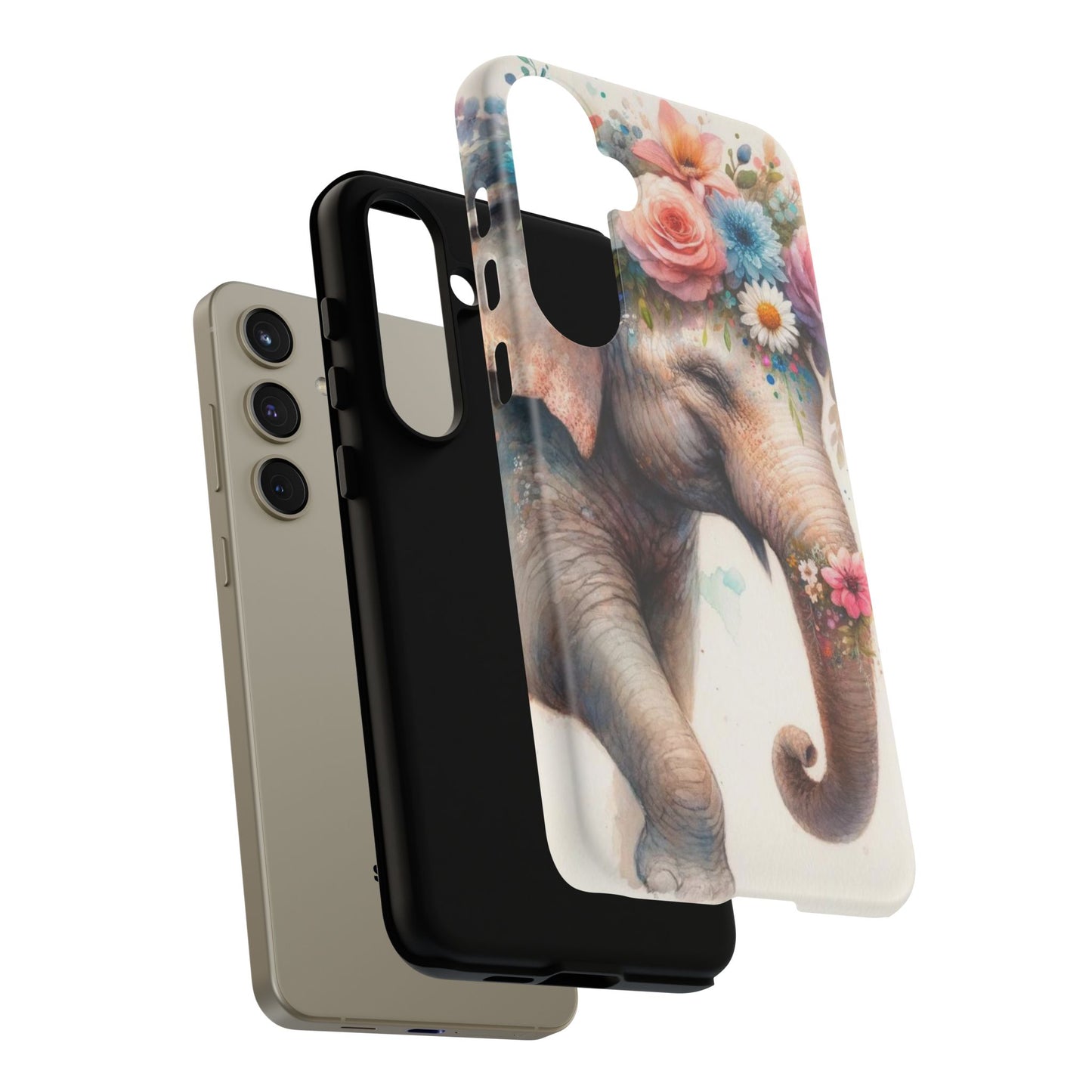 Joyful Floral Elephant Mobile Cover – Whimsical Watercolor Art