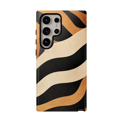 Bold Tiger Stripes Phone Case – Black, Orange & Cream Perfect for iPhone, Samsung & Google Pixel