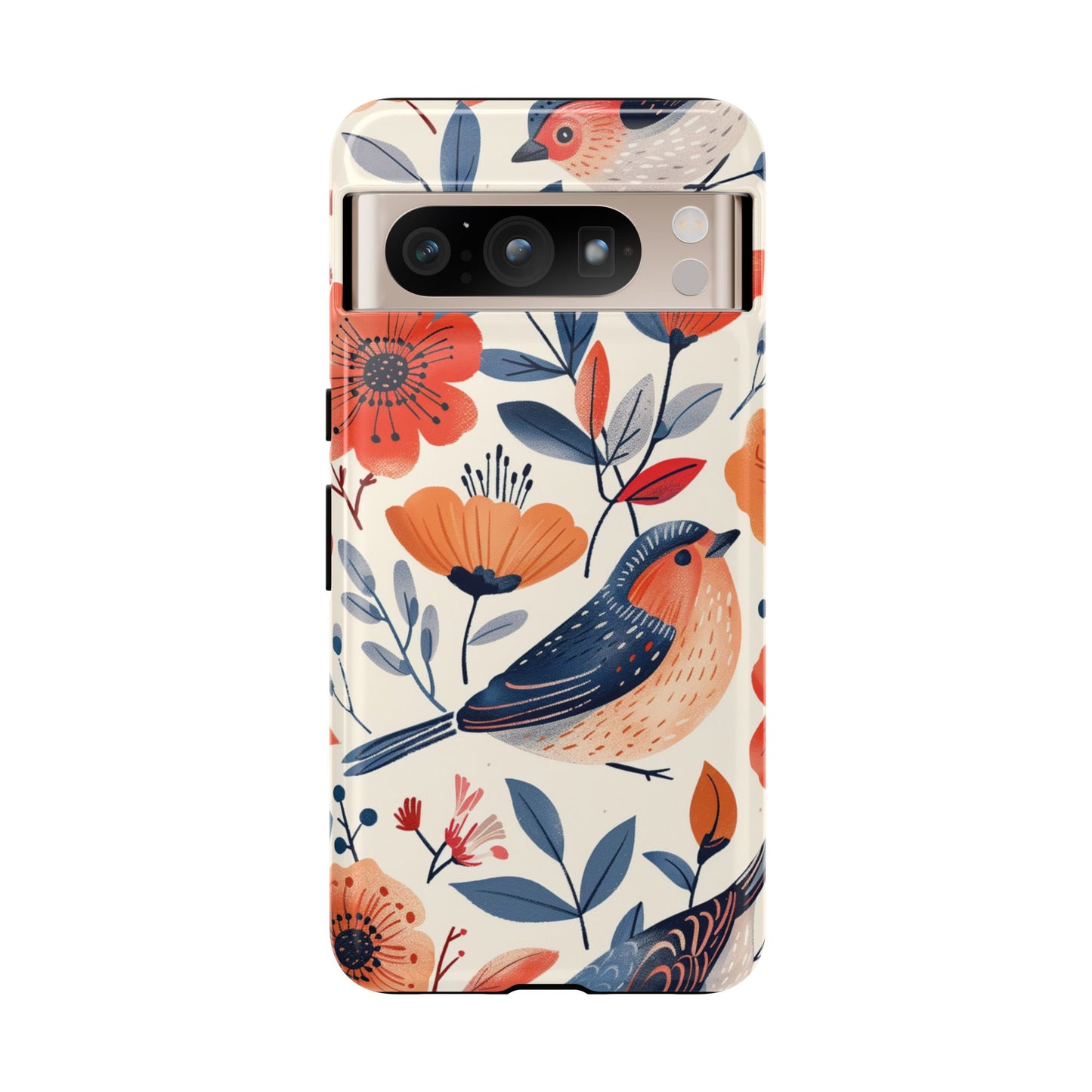 Floral Bird Phone Case - Elegant Nature-Inspired Cover for iPhone, Samsung & Google Pixel